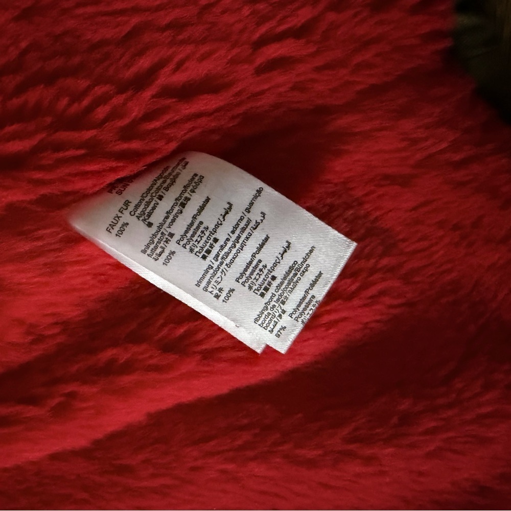 Little Marc Jacobs girls olive green & red faux fur lined winter parka patches - Picture 12 of 16